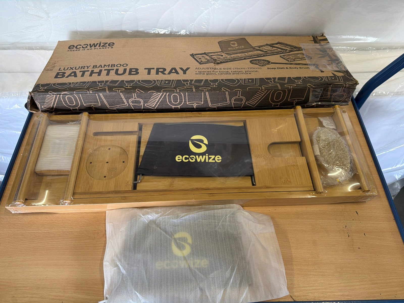 Ecswize Luxe Bamboe Badkuip Tray - Nieuw in Doos, Bruin, Overige merken, Overige typen, Nieuw