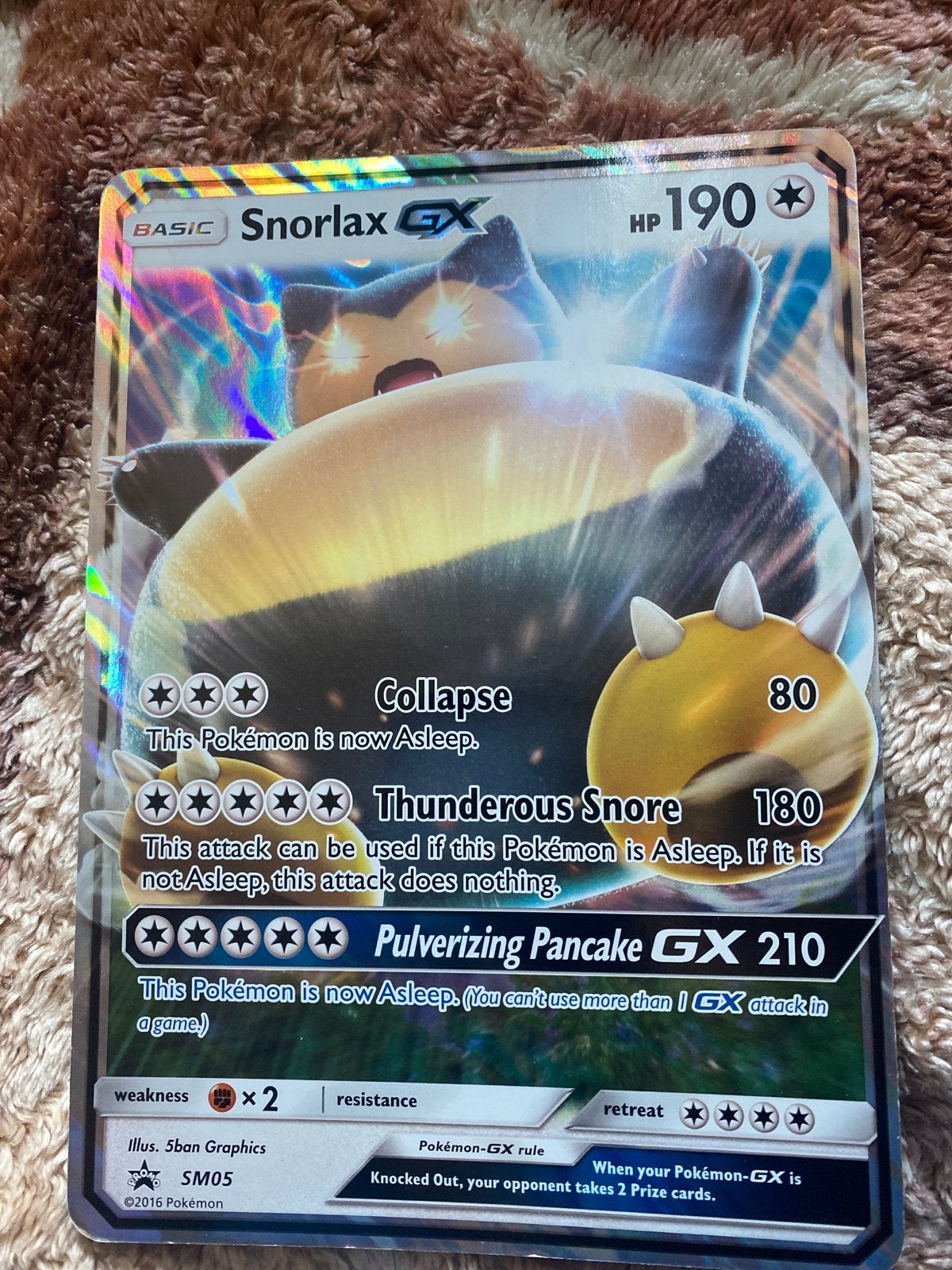 Pokémon Groot Kaart Snorlax GX SM05 Full Art Foil, Ophalen of Verzenden, Zo goed als nieuw, Losse kaart, Foil