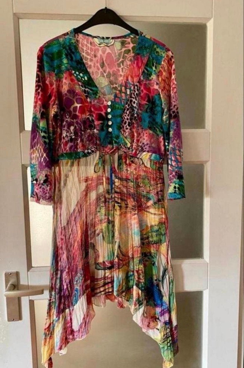 Prachtige kleurrijke São Paulo jurk – maat L(40), Kleding | Dames, Maat 38/40 (M), Meerkleurig, Ophalen of Verzenden, Zo goed als nieuw