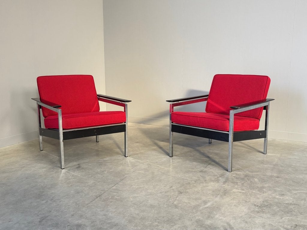 Set vintage fauteuils jaren 60 70 design Martin Visser, Ophalen, 75 tot 100 cm, Stof, 50 tot 75 cm