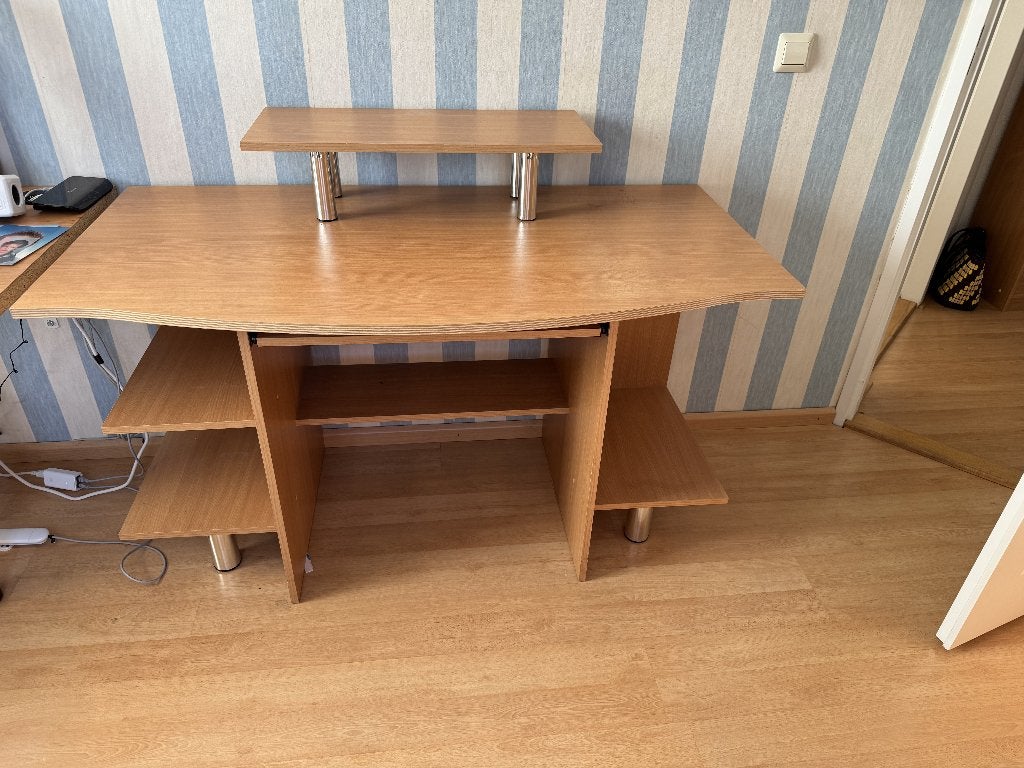 computertafel, Ophalen, Blank hout, Zo goed als nieuw, 70 tot 120 cm