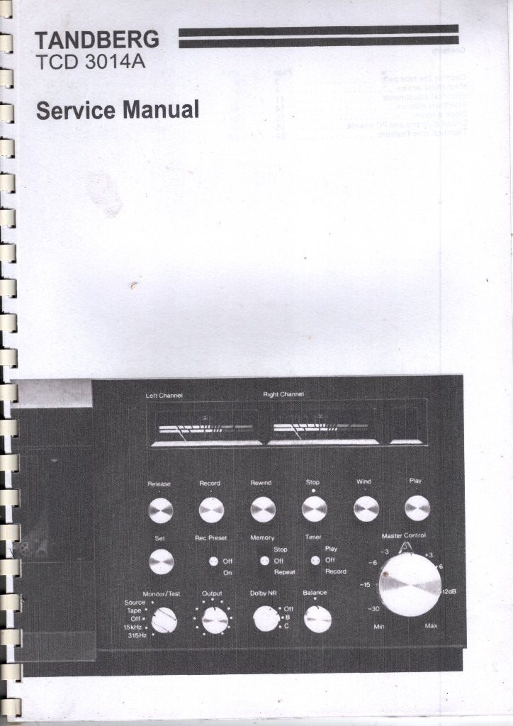 tandberg TCD 3014 A serv manual, Ophalen of Verzenden, Nieuw