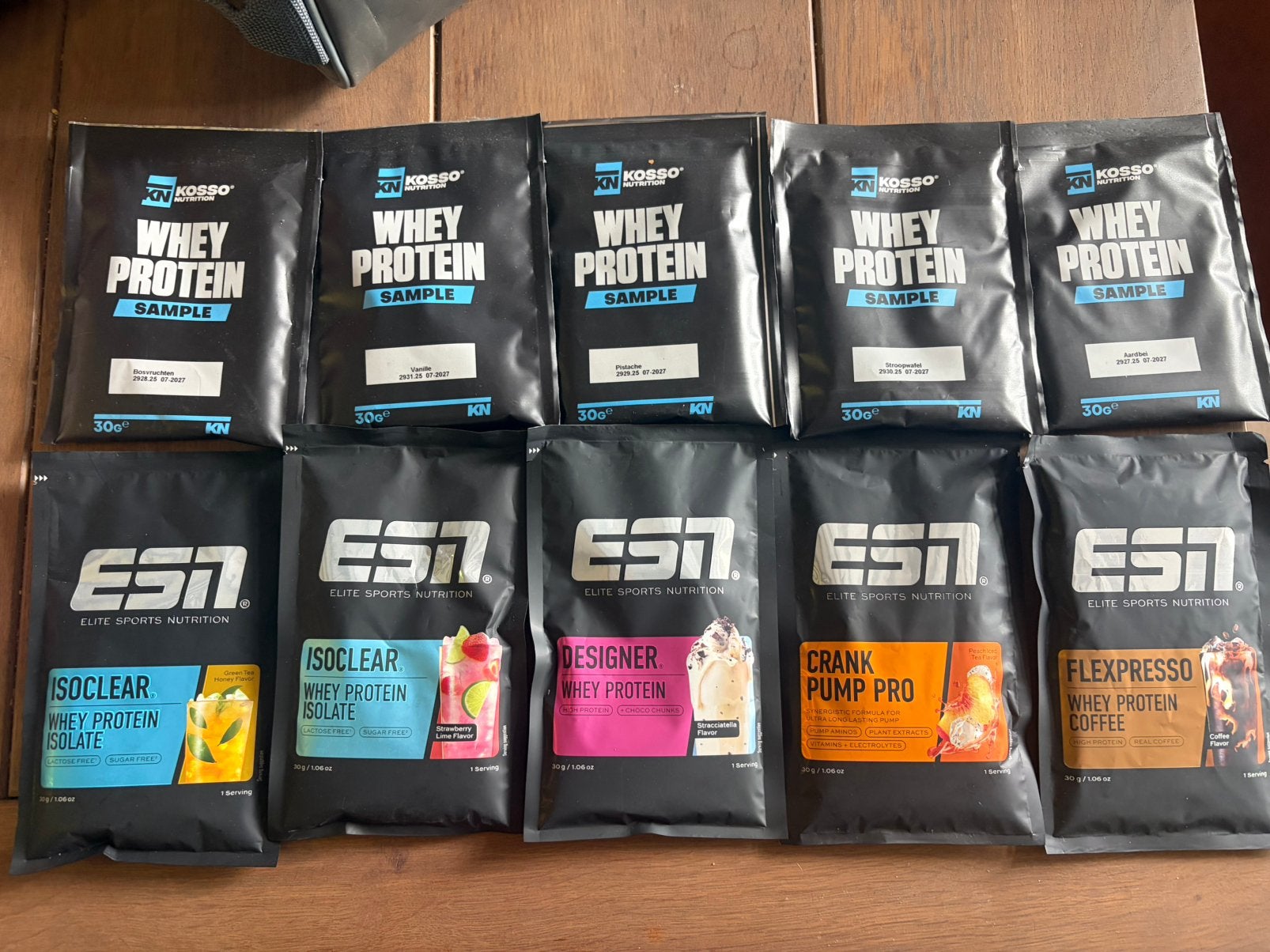 Proteïne samples: ESN Isoclear, Designer, Crank, Flexpresso, Sport en Fitness, Ophalen of Verzenden, Nieuw, Poeder of Drank