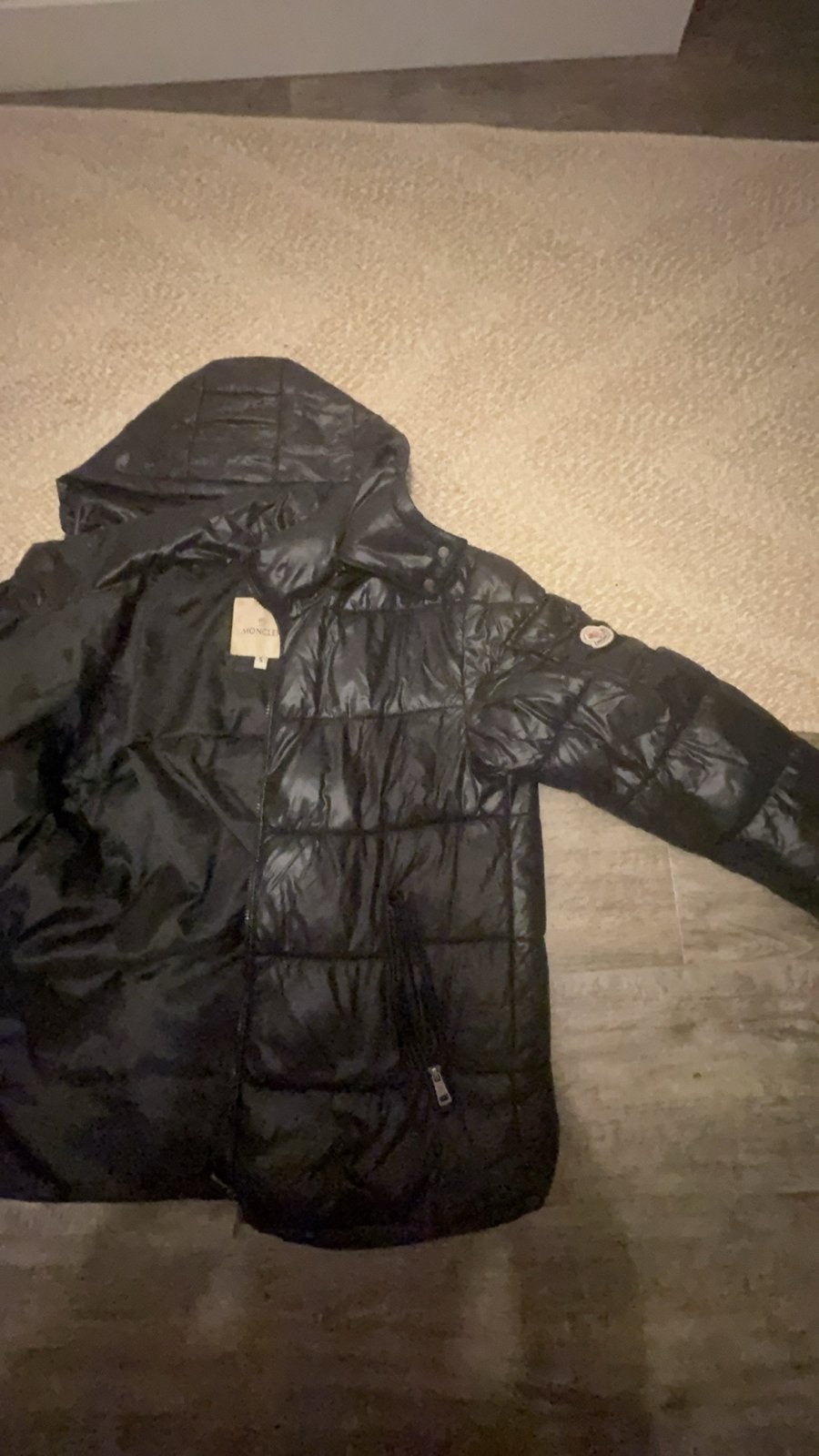 Moncler Puffer Jas Zwart - Maat S, Ophalen of Verzenden, Zo goed als nieuw, Maat 46 (S) of kleiner, Zwart