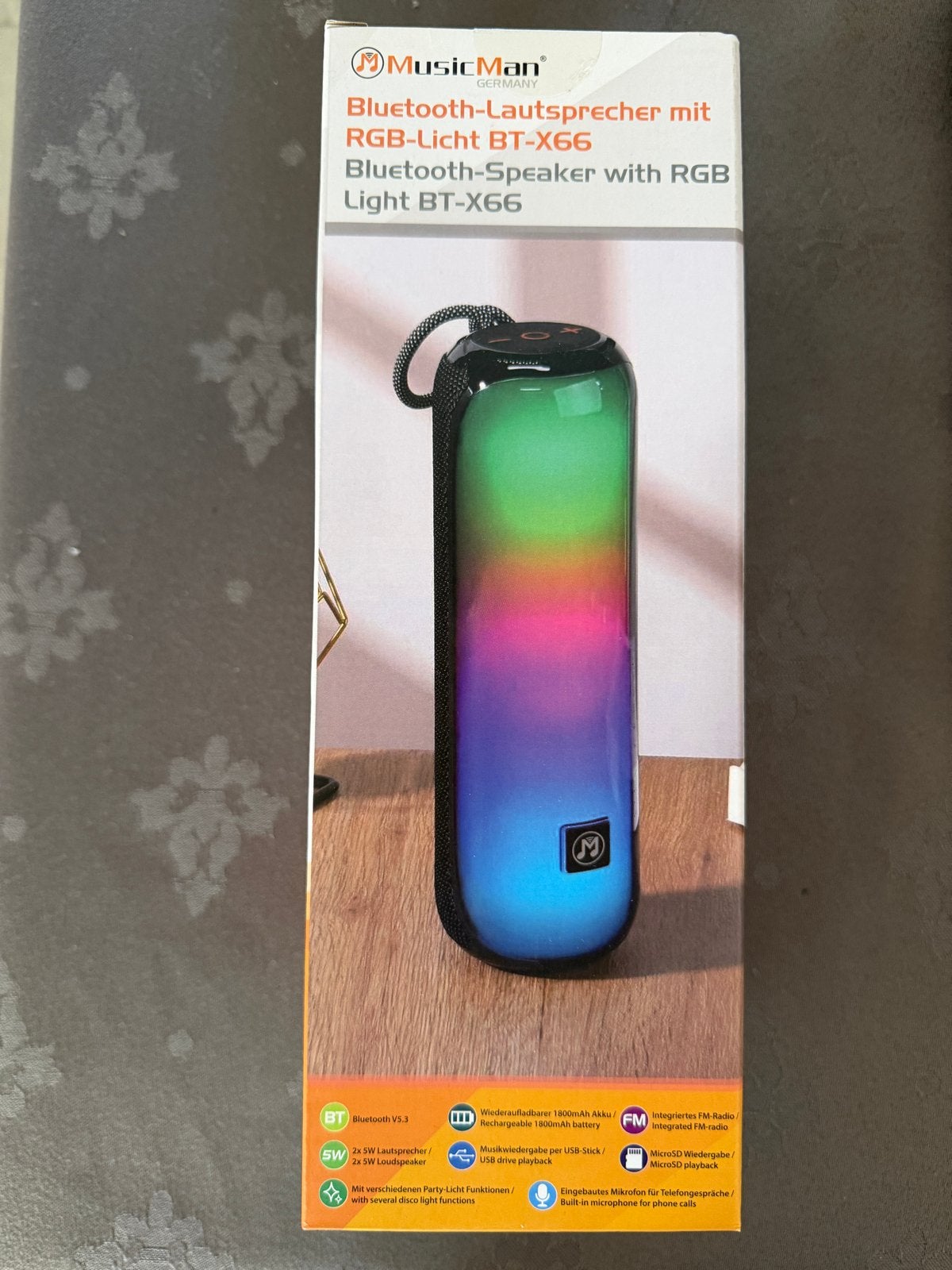 MusicMan Bluetooth Speaker BT-X66 met RGB Licht, Overige merken, Nieuw, Ophalen of Verzenden, Draagbare speaker