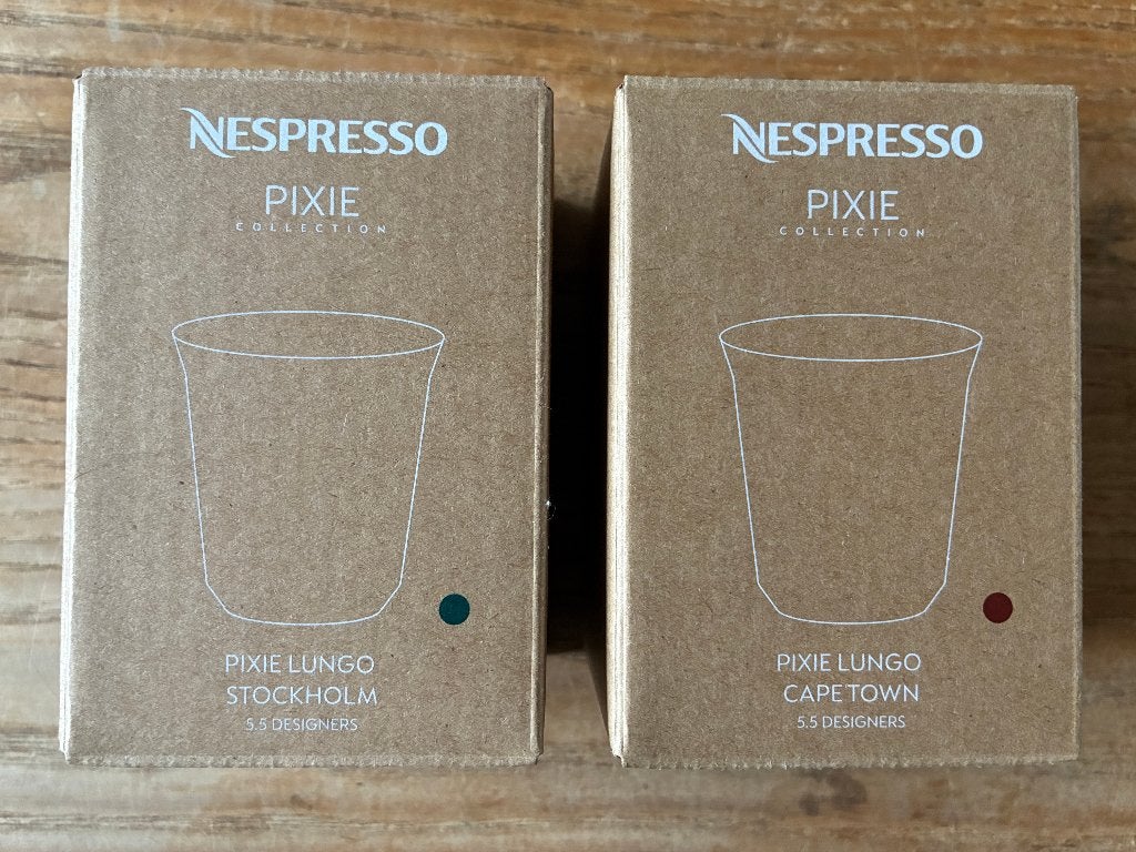 2x Nespresso Pixie lungo bekertjes - nieuw, Nieuw, Ophalen of Verzenden, Metaal, Modern