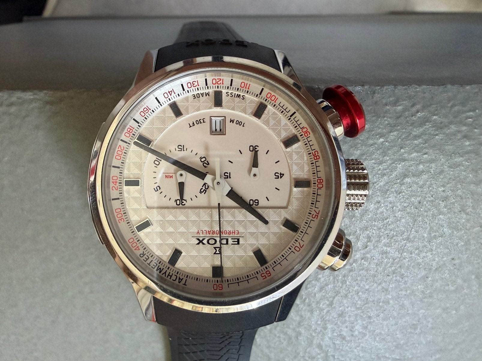 Edox chronorally 47mm, Overige merken, Polshorloge, Overige materialen, Ophalen of Verzenden