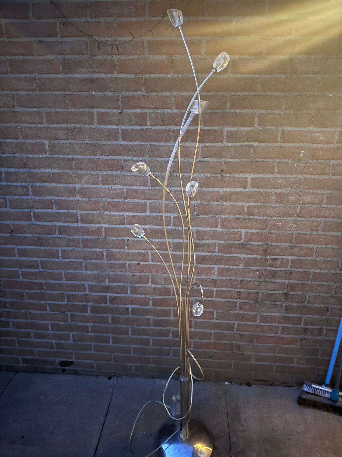 Zilveren lamp met dimknop, Ophalen, Gebruikt, Metaal, 150 tot 200 cm