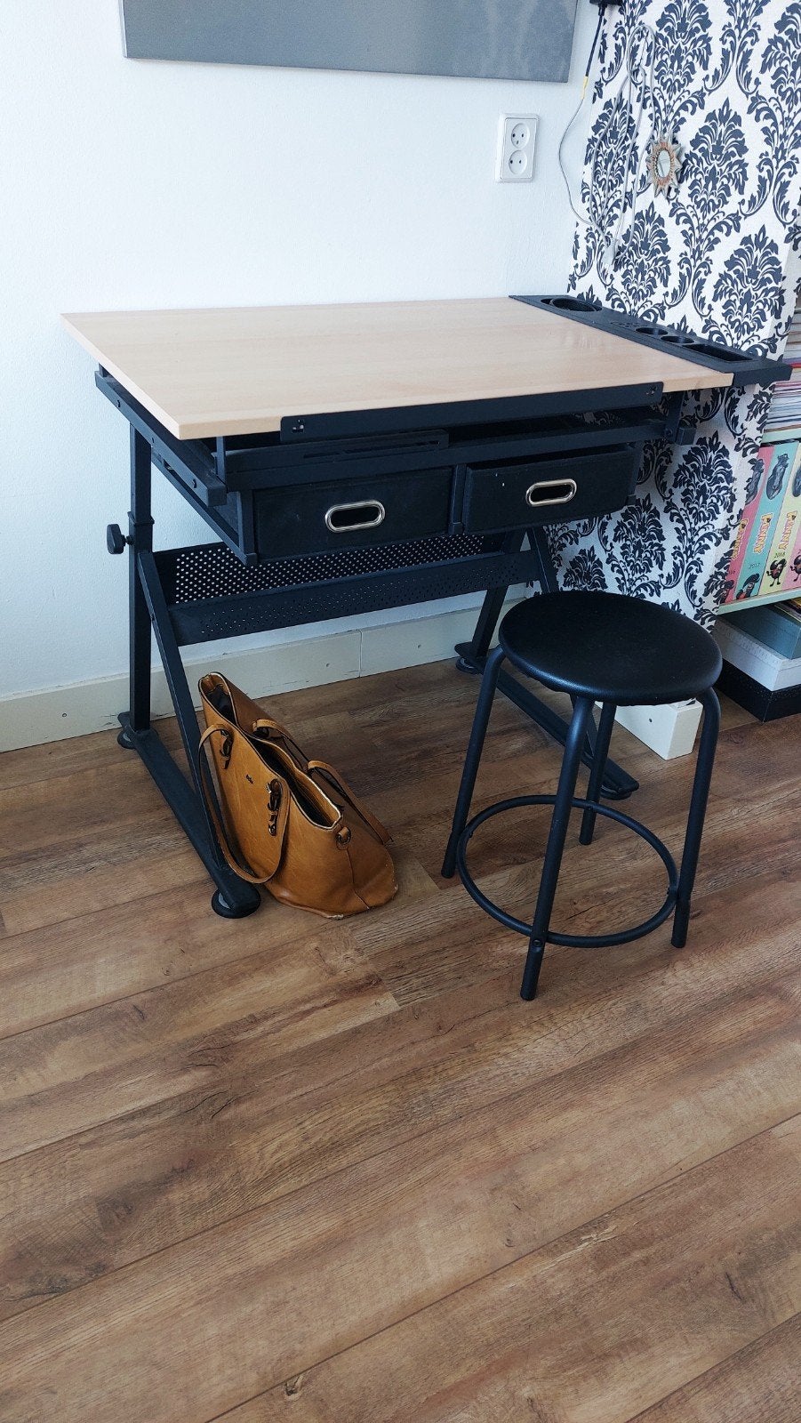 Bureau, computertafel, tekentafel 80x60cm, Ophalen, Gebruikt, 50 tot 100 cm, Metaal