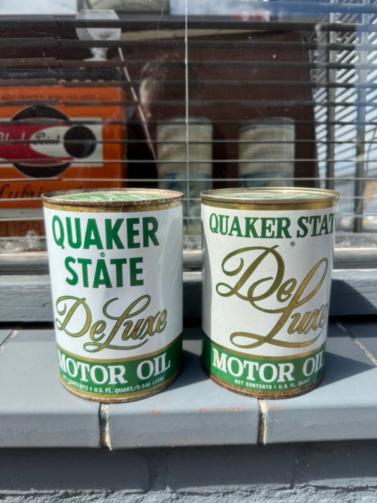 Vintage Quaker State De Luxe Motor Oil Blikken (2 stuks), Gebruikt, ., Ophalen of Verzenden, .