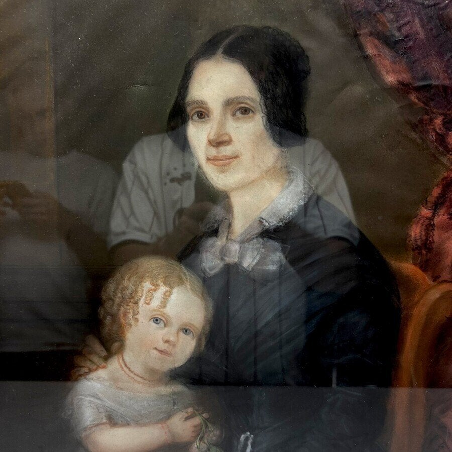 Berend Kunst (1794-1881) - Moeder en dochter, 1851, Nederlandse school, Portret of Personen, Papier, Pastel