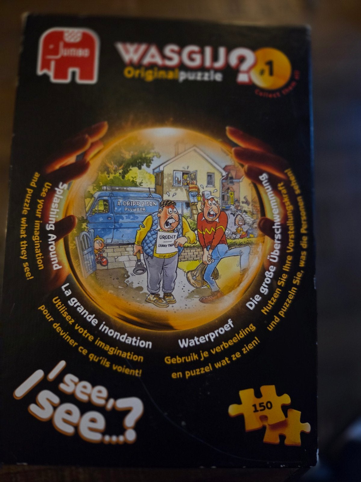 Wasgij puzzel Original nr 1, 150 stukjes Splashing Around, Ophalen of Verzenden, Minder dan 500 stukjes, Zo goed als nieuw, Puzzelboek