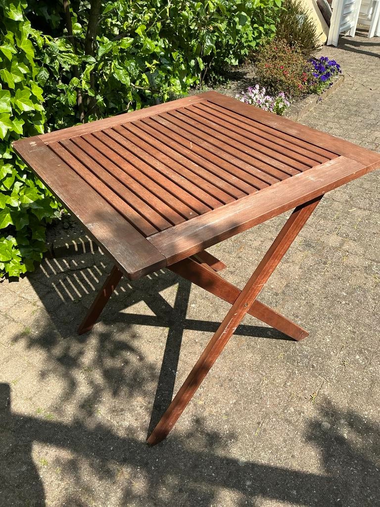 Houten tuintafel inklapbaar - Gebruikt, Tuin en Terras, Tuintafels, Ophalen, Gebruikt, Vierkant, Hout