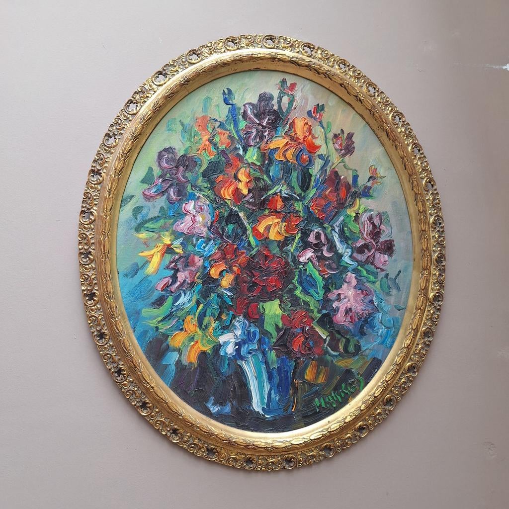 Prachtig ovaal schilderij van Jan Makkes, Antiek en Kunst, Ophalen