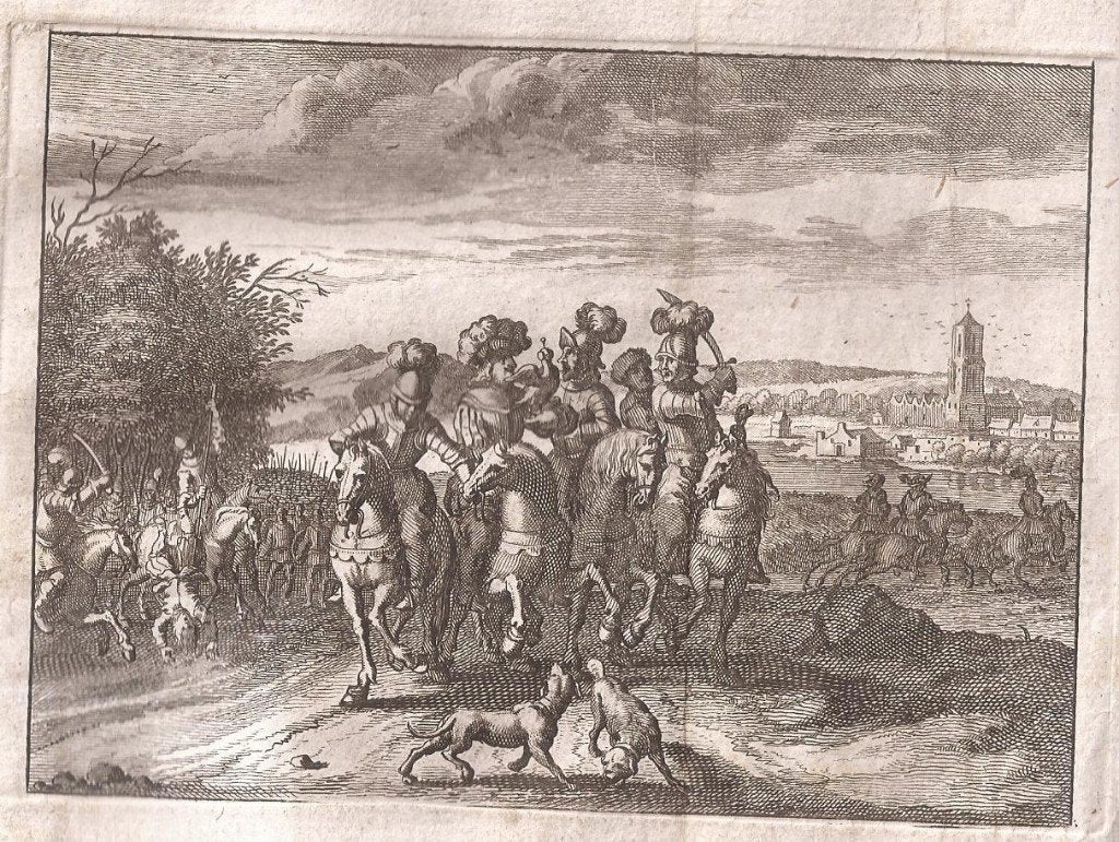 Jachtpartij Floris V met de edelen 1296 en met valkenier