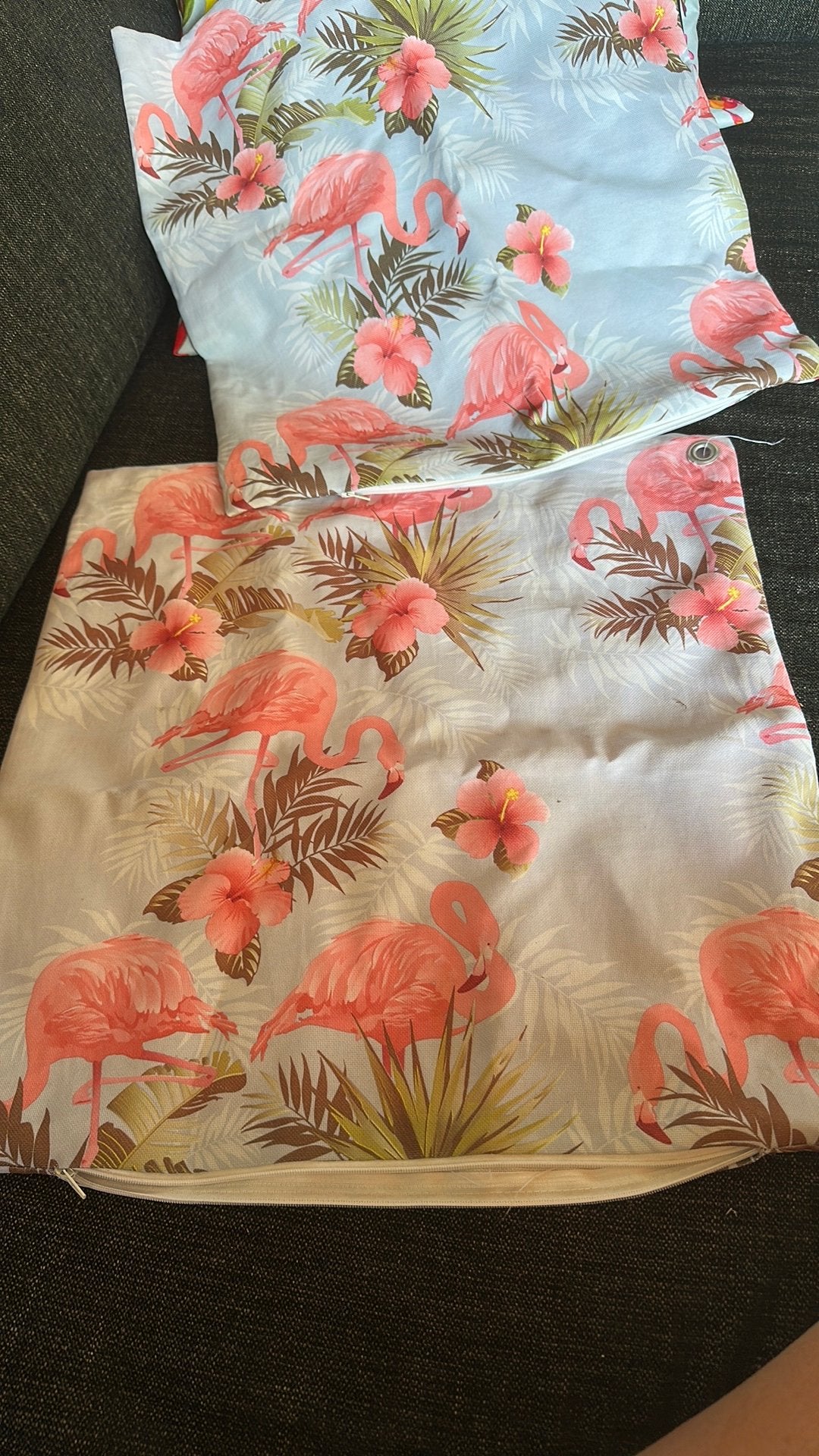 Bijna gratis Kussenhoesjes voor buiten 2 stuks flamingo, Tuin en Terras, Ophalen of Verzenden, Zo goed als nieuw