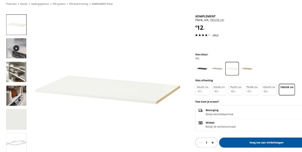 Foto 6 van 2x Pax kasten, Inclusief 12 planken (1m breed x 2,36m hoog)