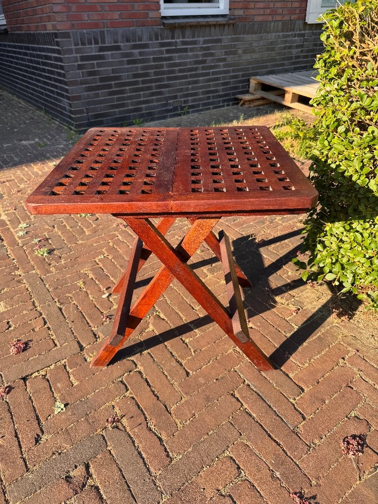 Teak houten bijzettafel, inklapbaar, Ophalen, Gebruikt, Vierkant, Hout