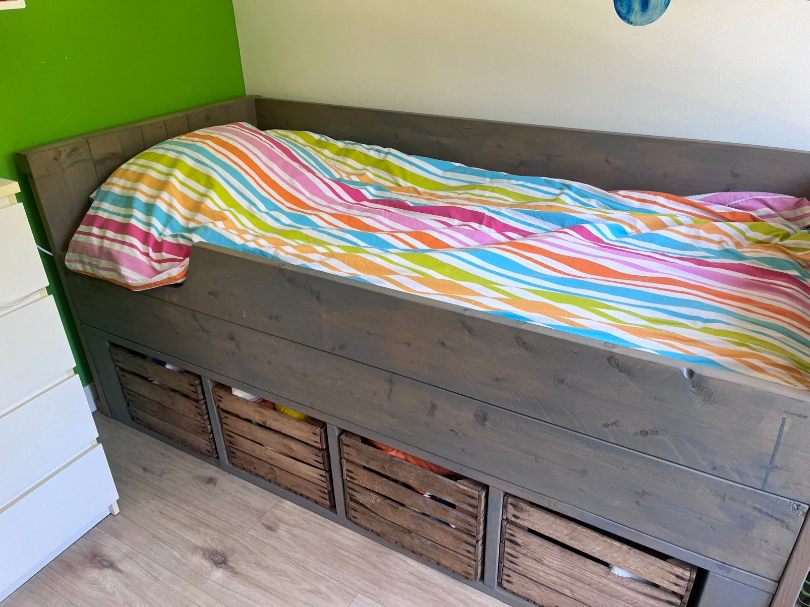 Steigerhouten bed 90*200, Ophalen, Gebruikt, Overige typen