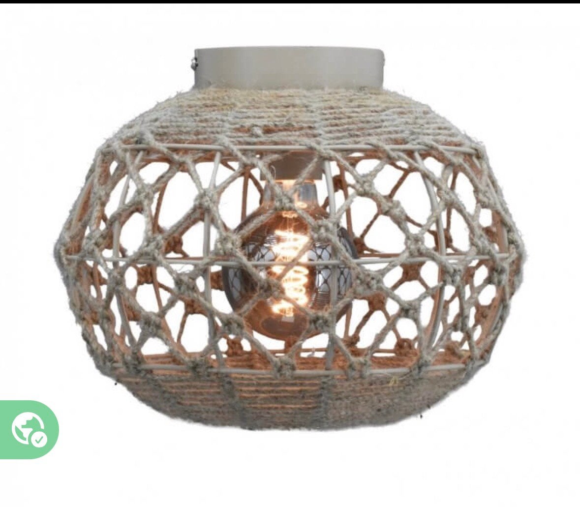 2 lampen  (plafond- en hanglamp) touw naturel, nieuw in doos, Ophalen, Nieuw