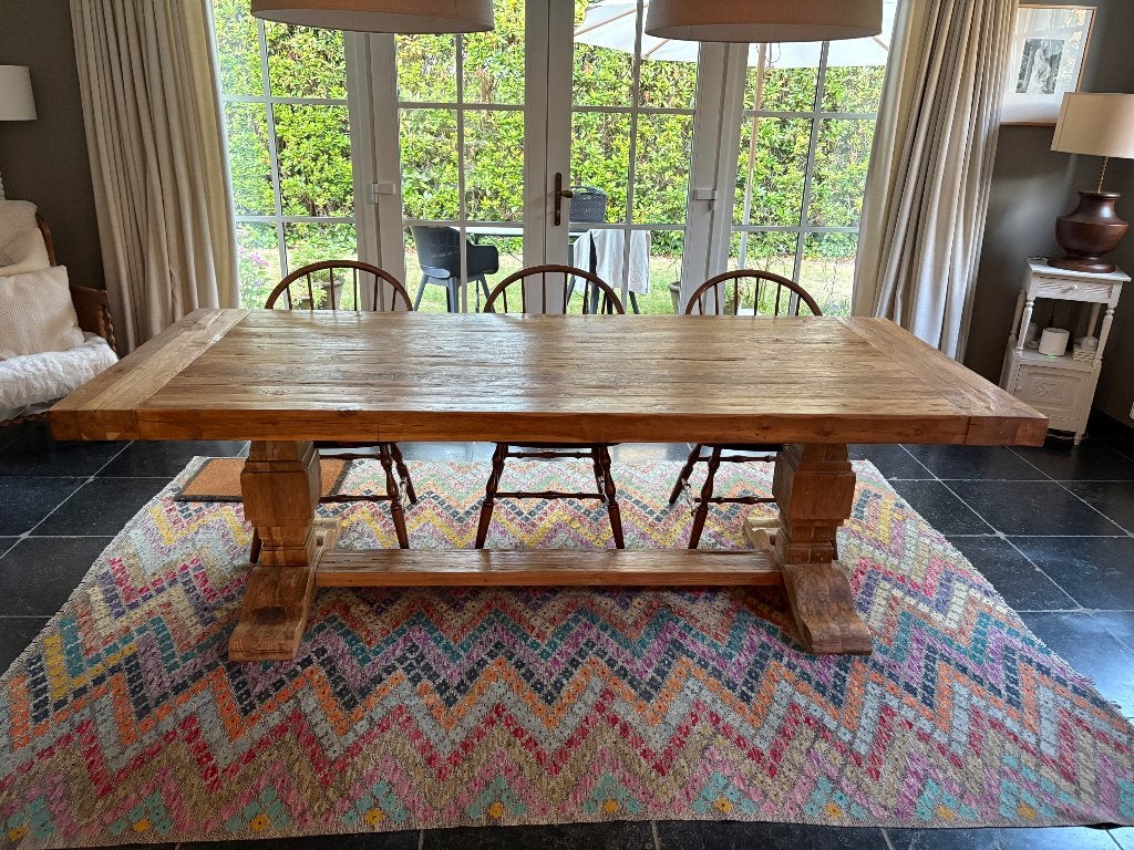 Houten kloostertafel, Ophalen, Teakhout, 200 cm of meer, 50 tot 100 cm