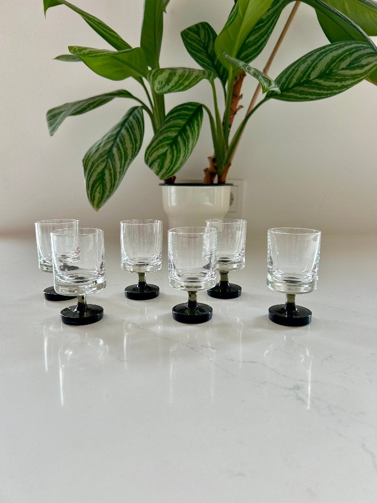 6 borrelglazen Georg Jensen Berlin | jaren 60 | rookglas, Ophalen of Verzenden, Zo goed als nieuw, Borrel- of Shotglas