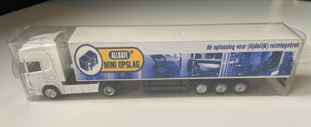 Unieke Allsafe Mini Opslag Reclame Vrachtwagen Model, Overige merken, 1:32 tot 1:50, Ophalen of Verzenden, Zo goed als nieuw