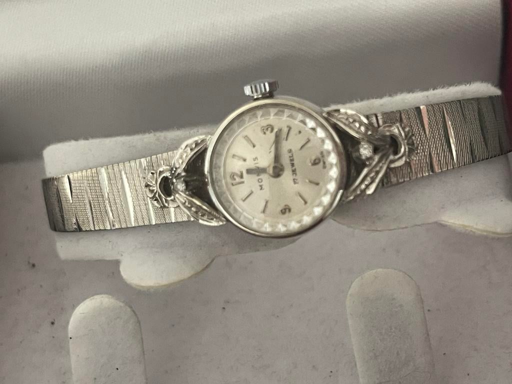 vintage Monvis 18k goud dameshorloge uit Zwitserland,, Sieraden, Tassen en Uiterlijk, Horloges | Dames, Overige merken, Polshorloge