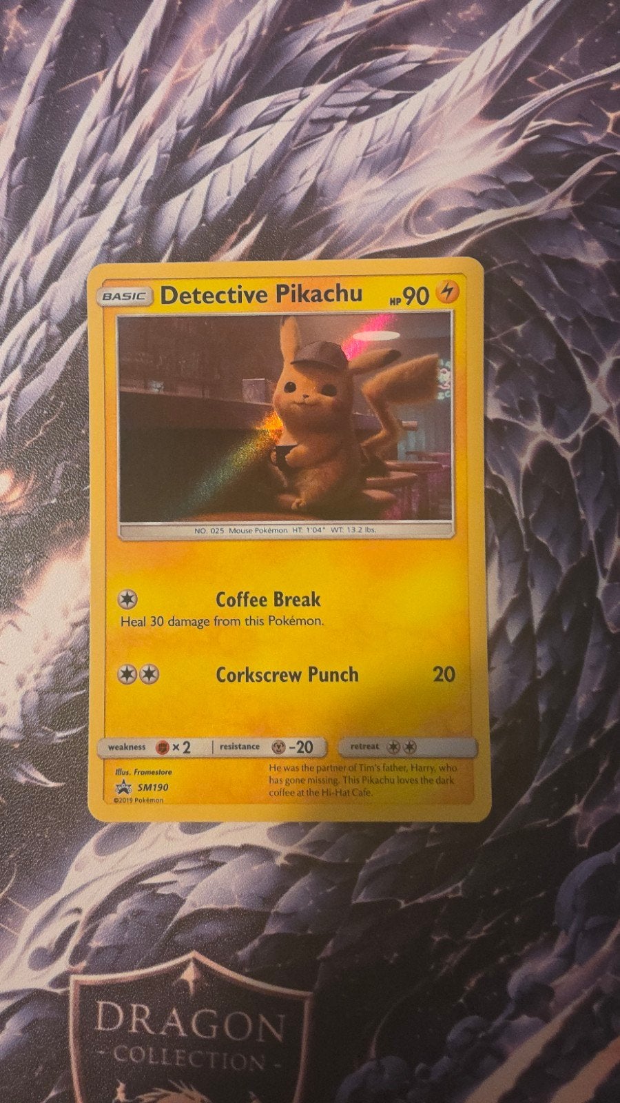 Detective Pikachu Pokémon kaart SM190, Ophalen of Verzenden, Zo goed als nieuw, Losse kaart