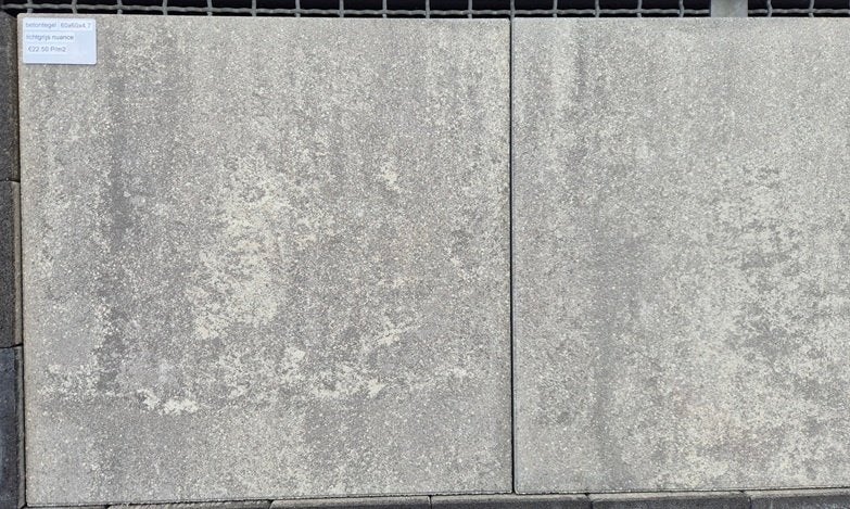 betontegel 60x60x4,7 lichtgrijs nuance, Ophalen of Verzenden, Nieuw, Beton, Terrastegels