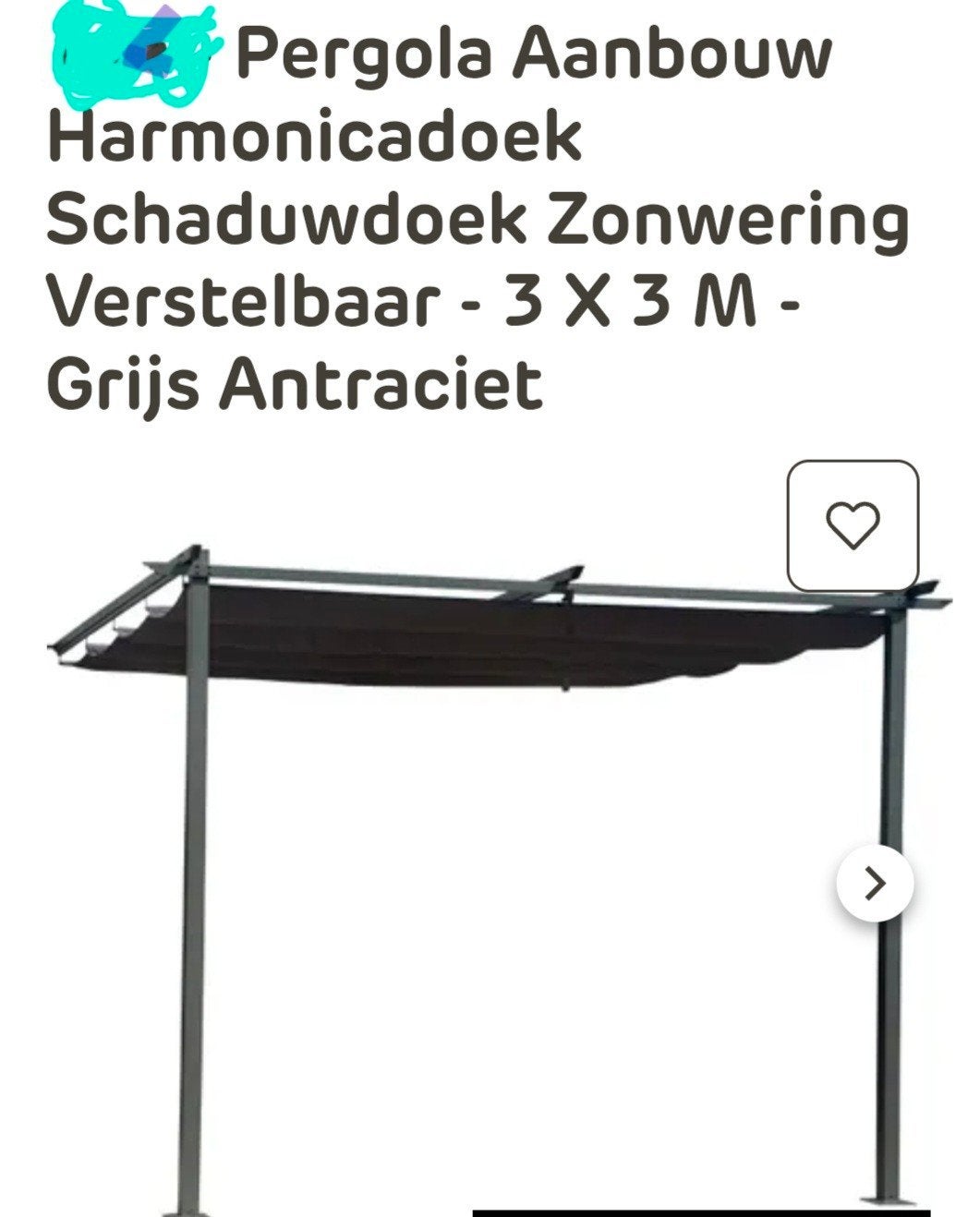 Pergola Aanbouw Harmonica Doek Schaduwdoek Zonwering, Tuin en Terras, Ophalen of Verzenden