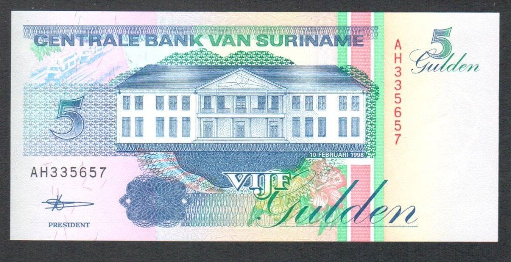 Bankbiljet - Suriname 5 Gulden 1998 - UNC., Postzegels en Munten, Bankbiljetten | Nederland, Ophalen of Verzenden, 5 gulden, Los biljet