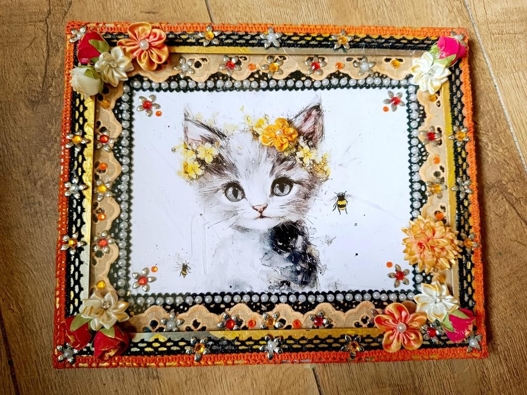 Kitten en Bloemen, Ophalen of Verzenden