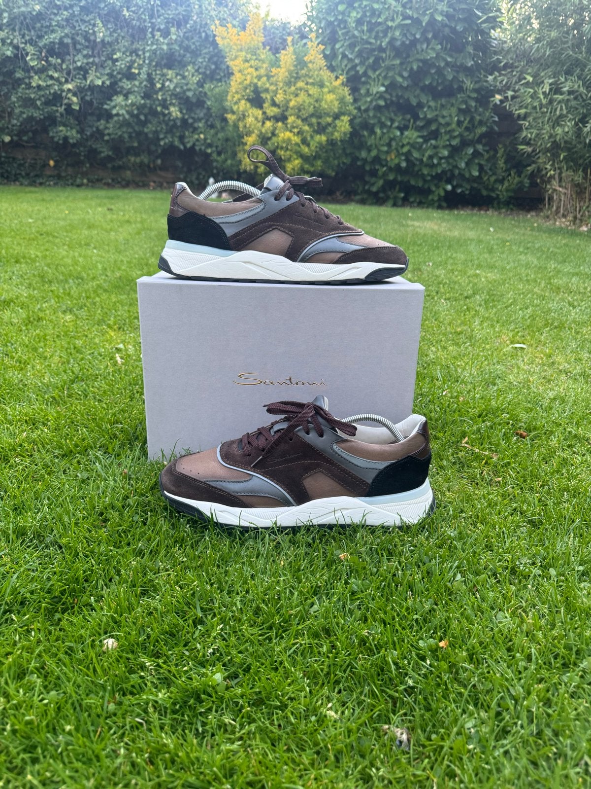 Santoni sneakers UK9/EU43 - Zo goed als nieuw, Ophalen of Verzenden, Zo goed als nieuw, Bruin, Sneakers of Gympen