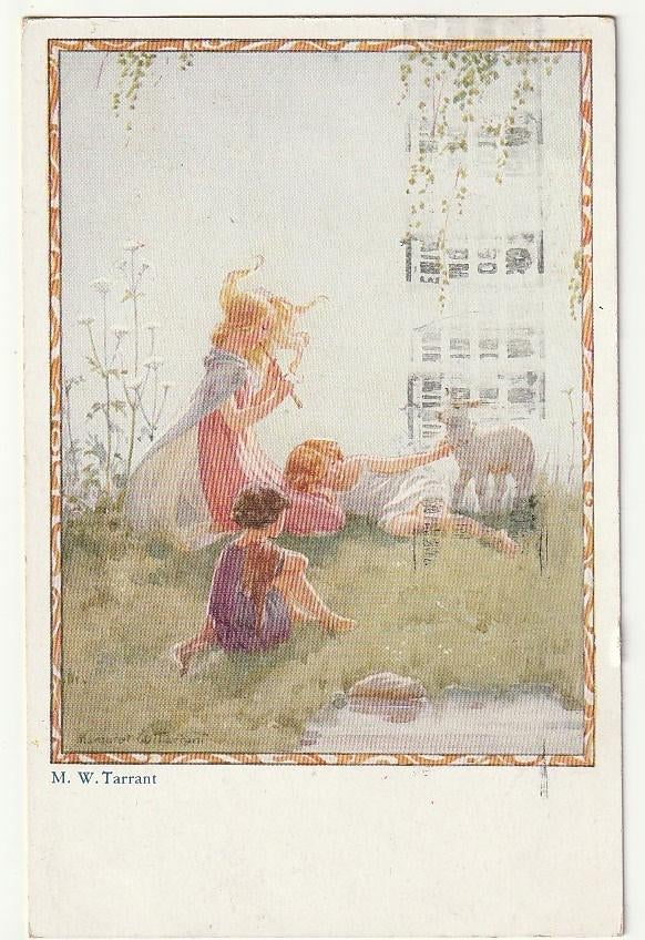 Lot 2 kaarten illustrator Margaret W. Tarrant kinderen, Verzamelen, Ansichtkaarten | Themakaarten, Verzenden, Voor 1920, Gelopen