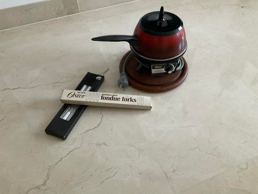 Oster elektrische fonduepan met stokjes, Witgoed en Apparatuur, Ophalen of Verzenden, Gebruikt, Elektrisch, Fondueset