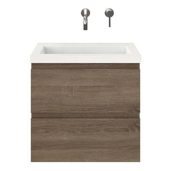 Porto slim 60 onderkast wastafel Grey oak 2 lades (1), Ophalen, Nieuw, 50 tot 100 cm, Minder dan 100 cm