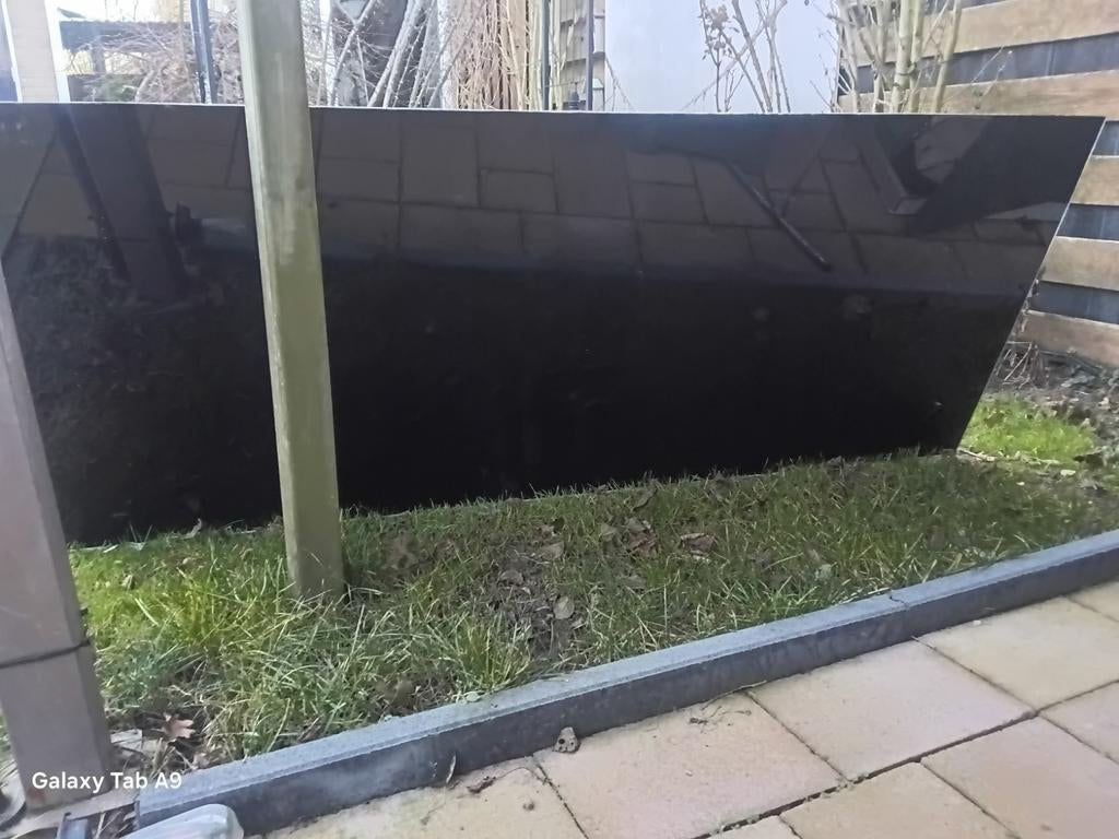 Glazen kookplaat achterwand  spatscherm - Zwart, Ophalen, 100 tot 150 cm, Zwart, Zo goed als nieuw