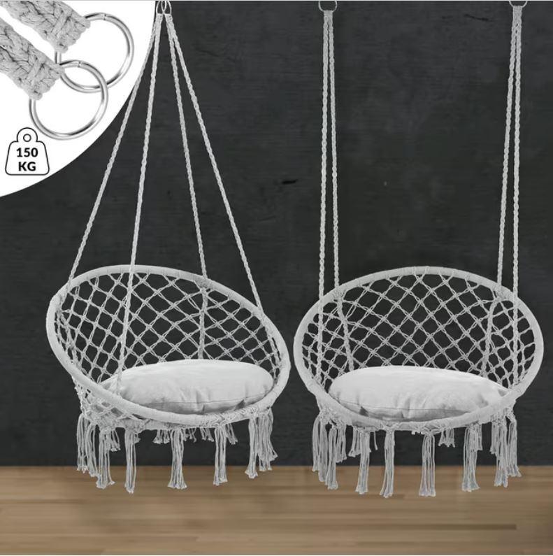 Hangstoel swing lichtgrijs 80x60x140cm GRATIS BEZORGD!, Huis en Inrichting, Stoelen, Verzenden, Overige materialen, Nieuw, Eén