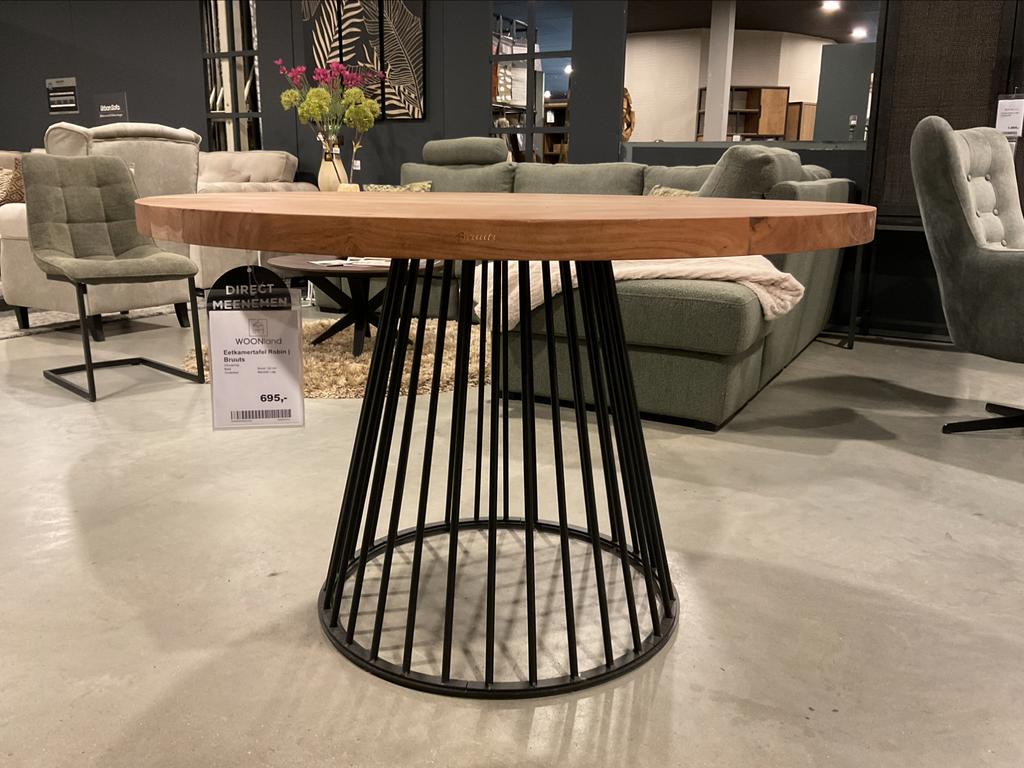 Eetkamertafel Robin | Rond | Bruuts | Acasiahout, Huis en Inrichting, Tafels | Eettafels, Nieuw, 100 tot 150 cm, 100 tot 150 cm