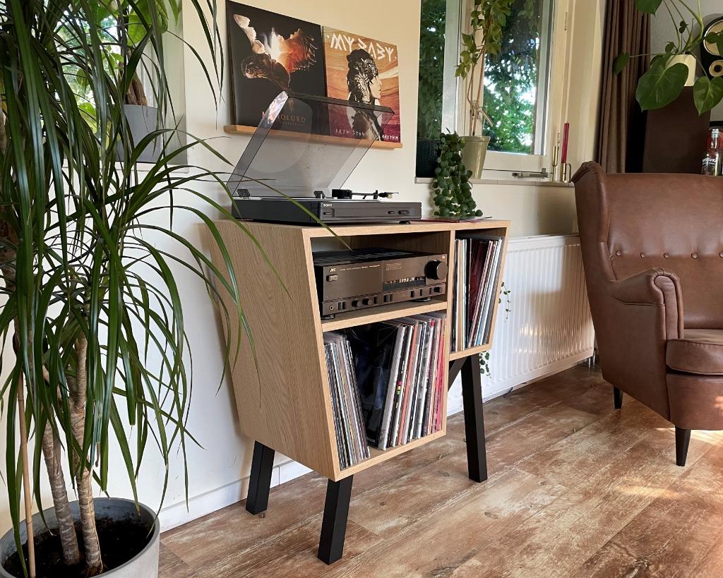 Eiken Platenspelermeubel - vinyl, versterker & platenspeler, Huis en Inrichting, Kasten | Overige, Nienhof 48, Nieuw, Ophalen of Verzenden