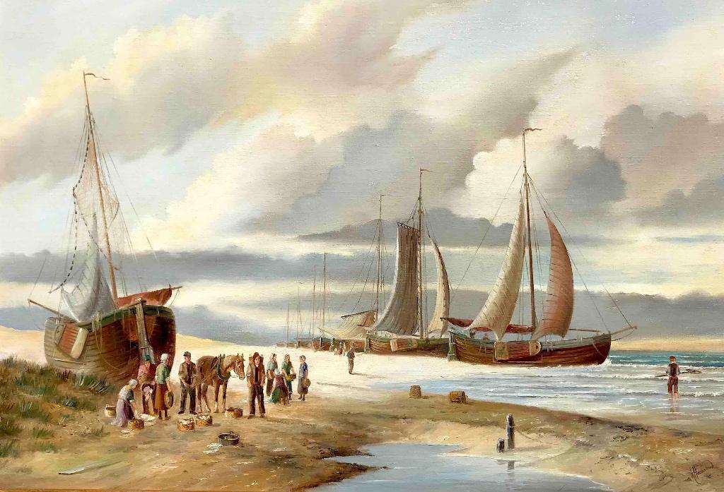 Nostalgische strand-, stads- en dorpsgezichten, Antiek en Kunst, Ophalen of Verzenden