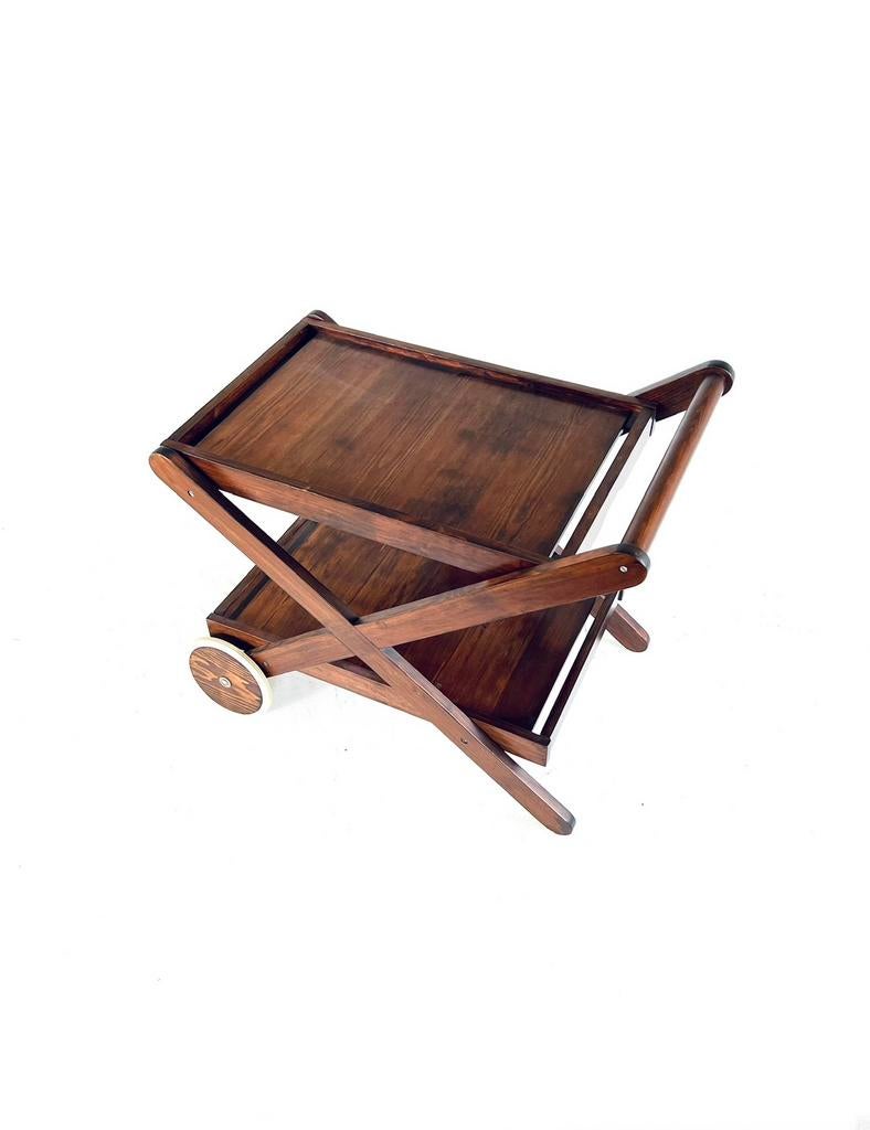 Vintage trolley jaren ‘60, Verzenden, Zo goed als nieuw, Vintage retro buisframe design rotan webbing papercord, 75 cm of meer