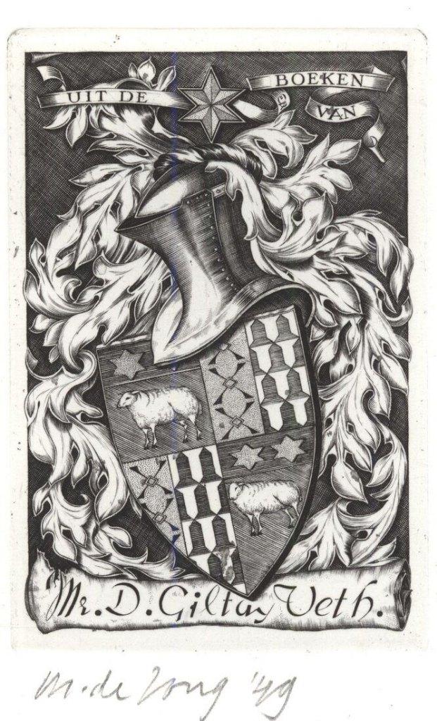0138 Ex Libris Nederland : Maarten de Jong, 1949, Antiek en Kunst, Verzenden