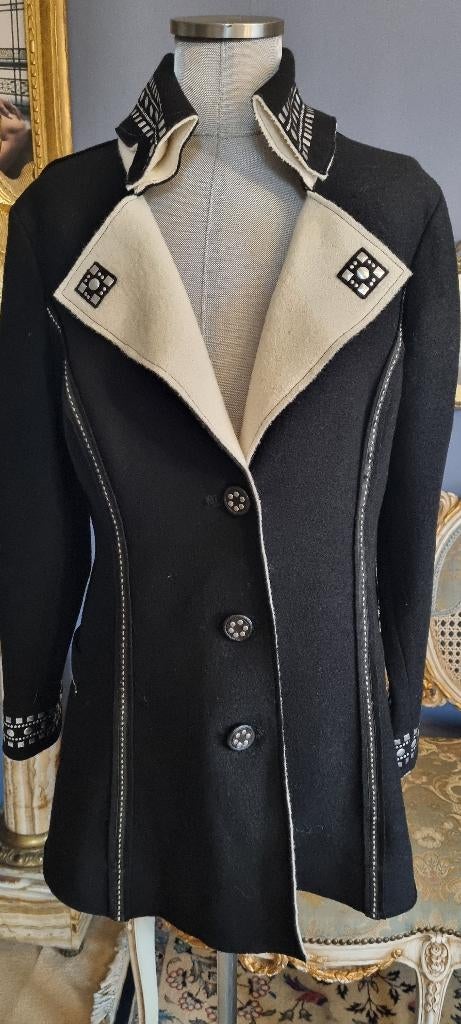Wol dames jas maat 36  S  zwart/beige Sabine Sommeregger, Sabine Sommeregger, Zwart, Nieuw, Ophalen of Verzenden