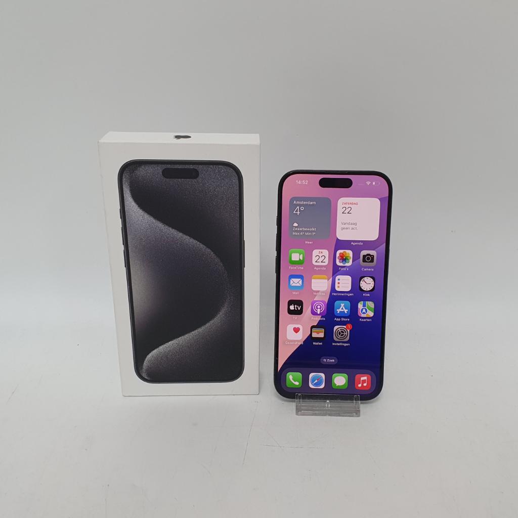 iPhone 15 Pro 128GB Black Titanium in Zeer Nette Staat, Ophalen of Verzenden, Zo goed als nieuw, IPhone 13