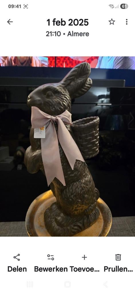 Leuk dierenbeeld - Haas met mand, Diversen, Pasen, Ophalen of Verzenden, Nieuw