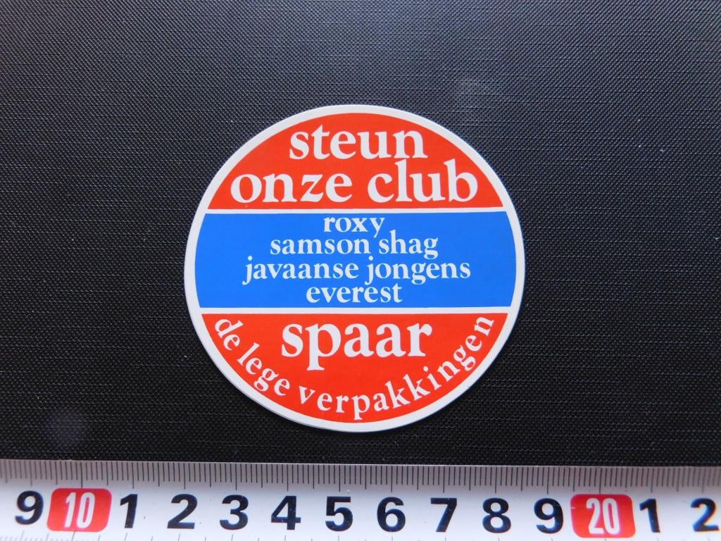 sticker steun onze club Roxy Samson Shag Everest Javaanse Jo, Verzamelen, Ophalen, Zo goed als nieuw