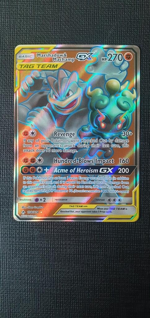 Tag Team Marshadow & Machamp GX 198/214, Ophalen of Verzenden, Zo goed als nieuw
