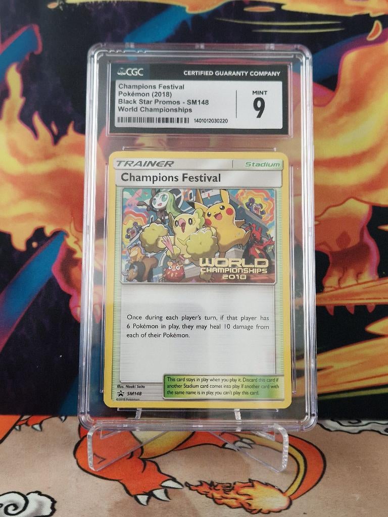 CGC 9 Champions Festival - SM148 - World Championships 2018, Hobby en Vrije tijd, Ophalen of Verzenden, Nieuw, Losse kaart, Foil